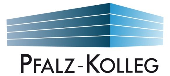 Logo des Pfalz-Kolleg, Name mit der Silhouette der Schule (Grafik_Pfalz-Kolleg)
