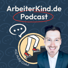 Titelbild mit dem Gesicht von Philip Cinkul, dahinter ist das ArbeiterKind.de Logo zu sehen 